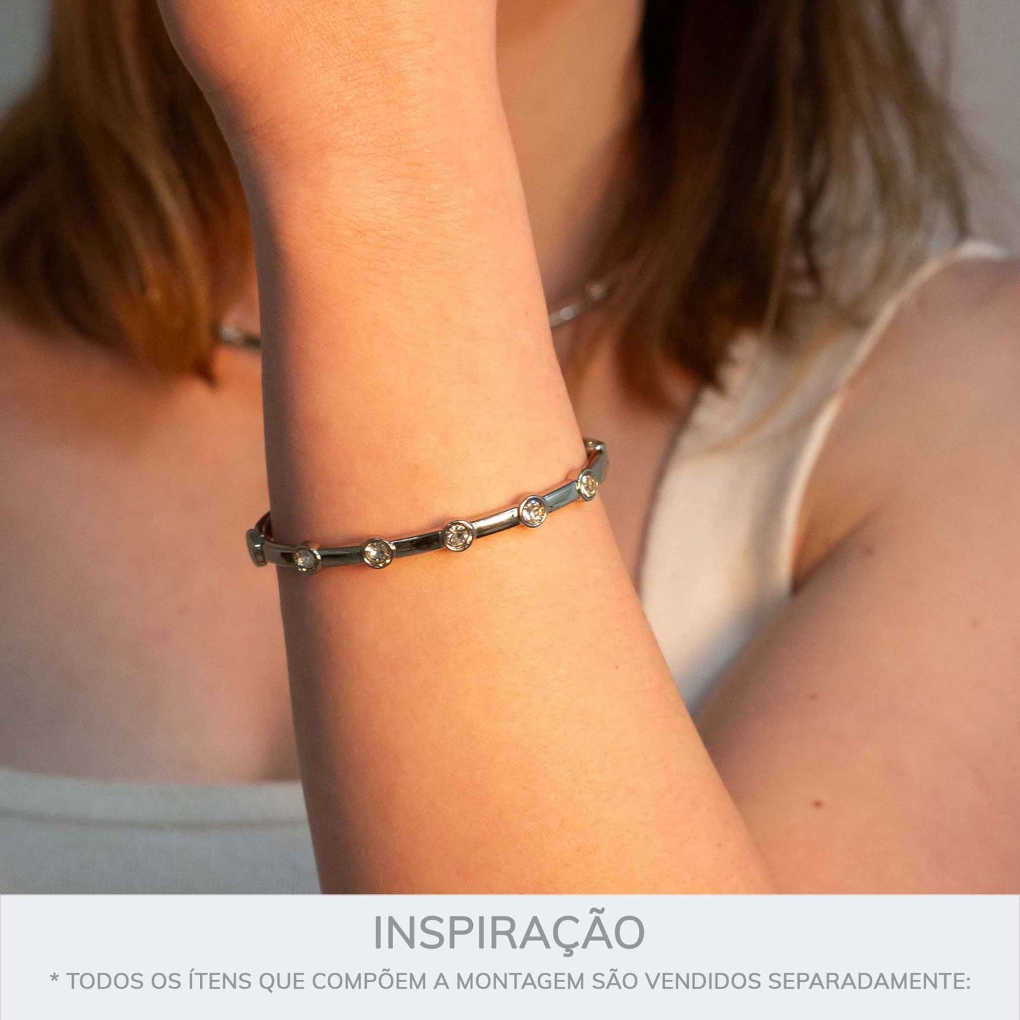 Bracelete 5 Strass Níquel