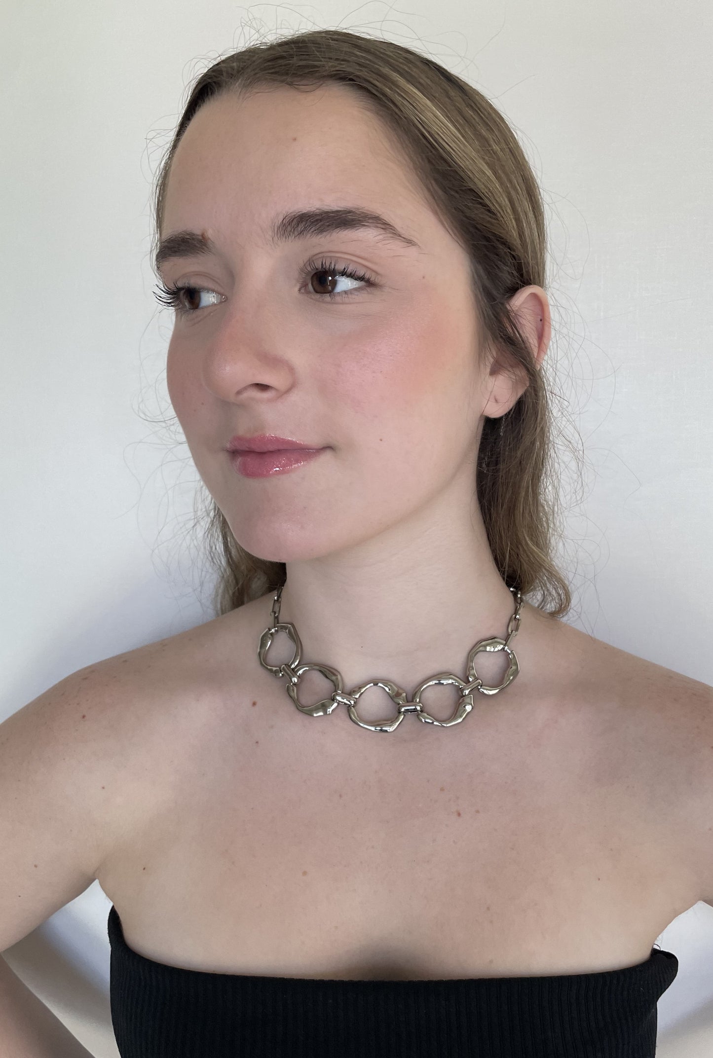 Colar Choker Elos Orgânicos Níquel