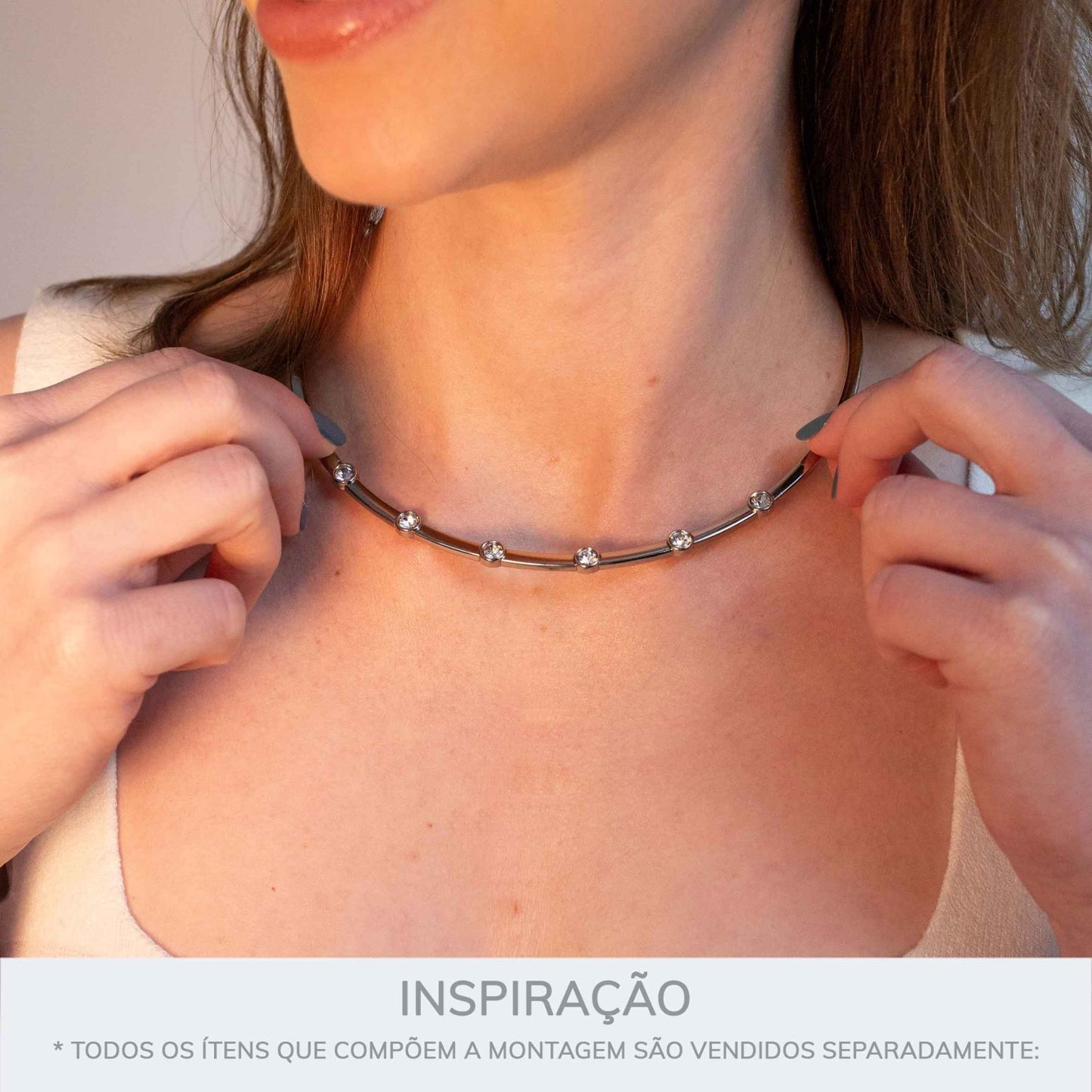 Choker Slim Níquel 6 Strass