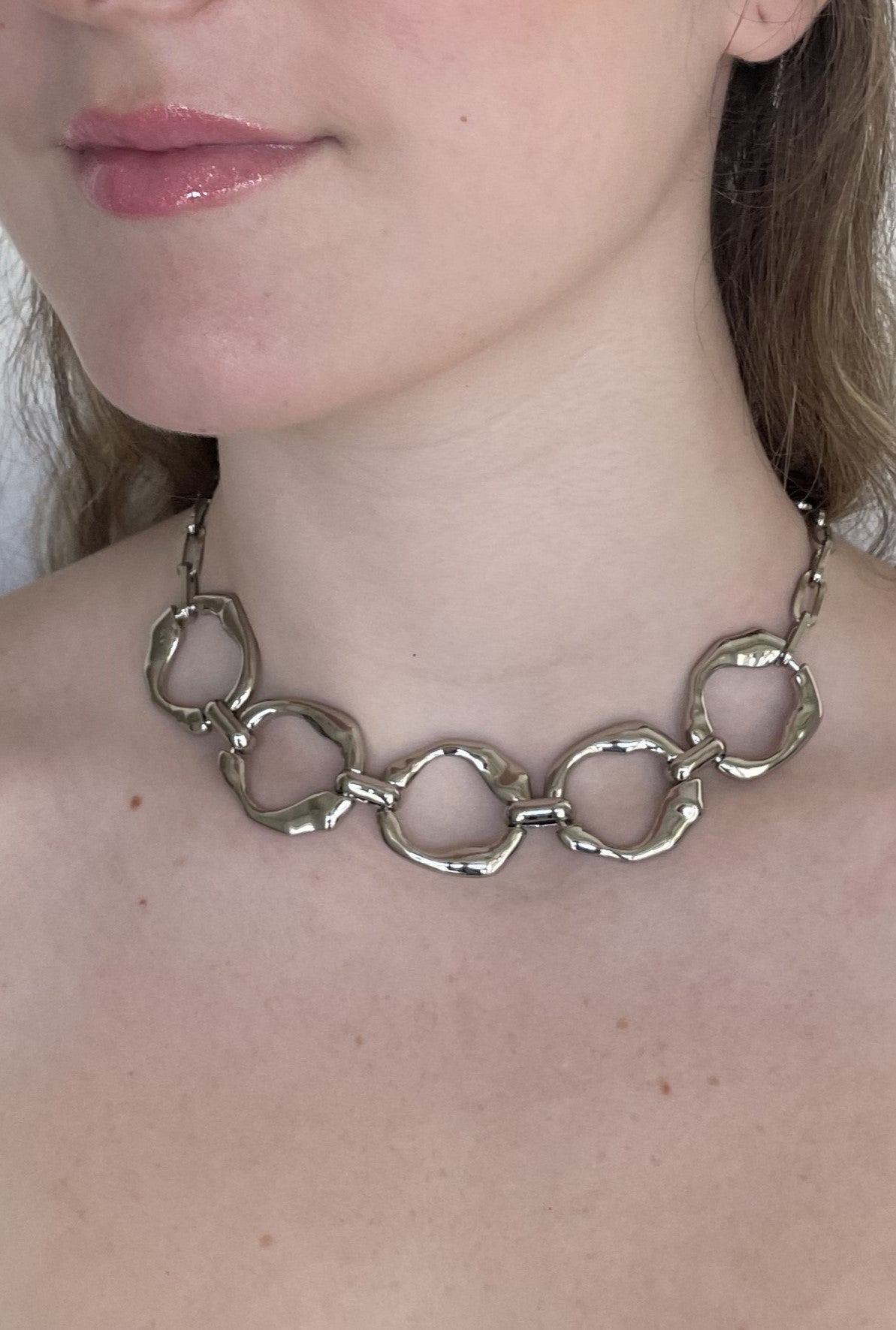 Colar Choker Elos Orgânicos Níquel